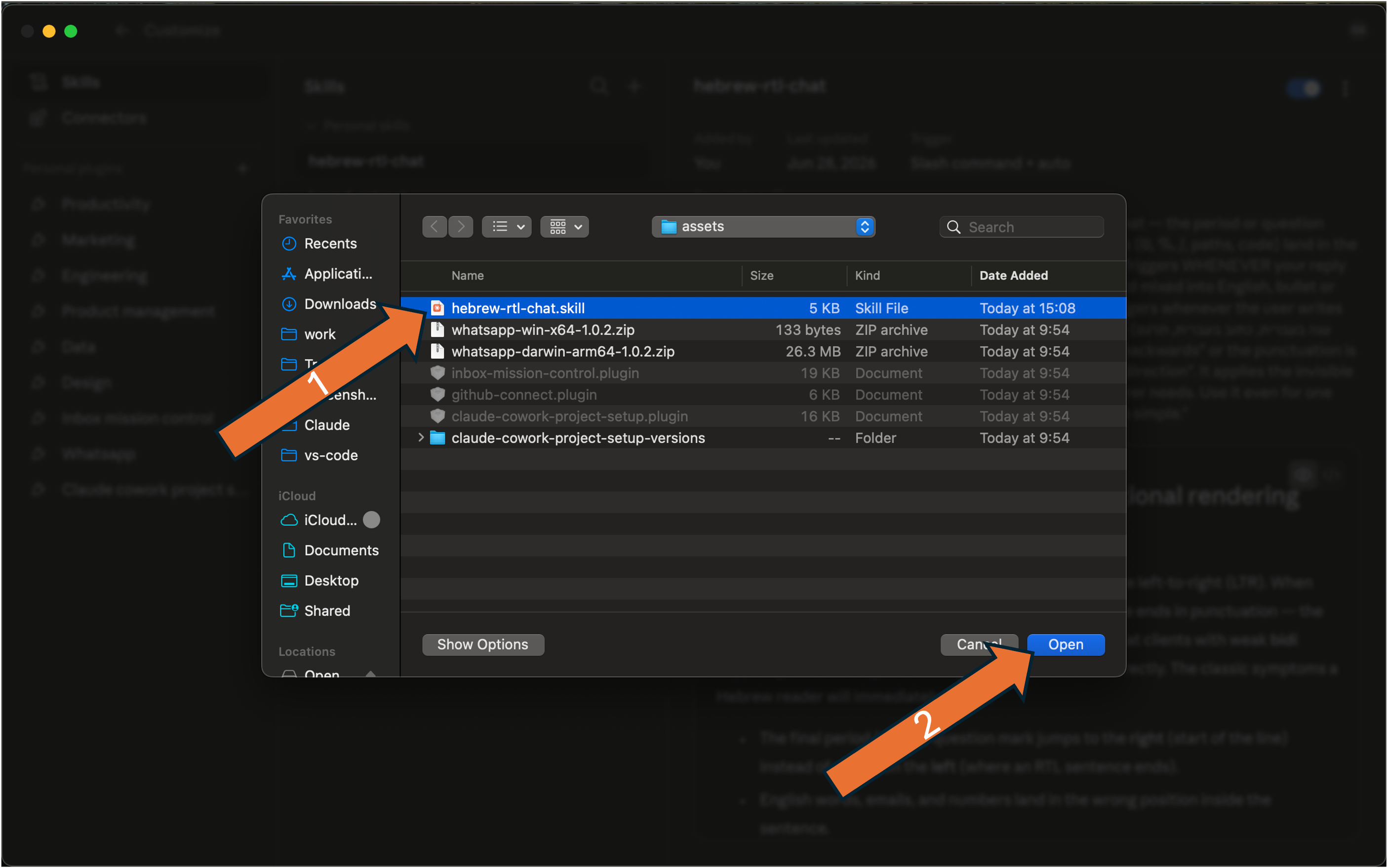 Install the skill — step 2