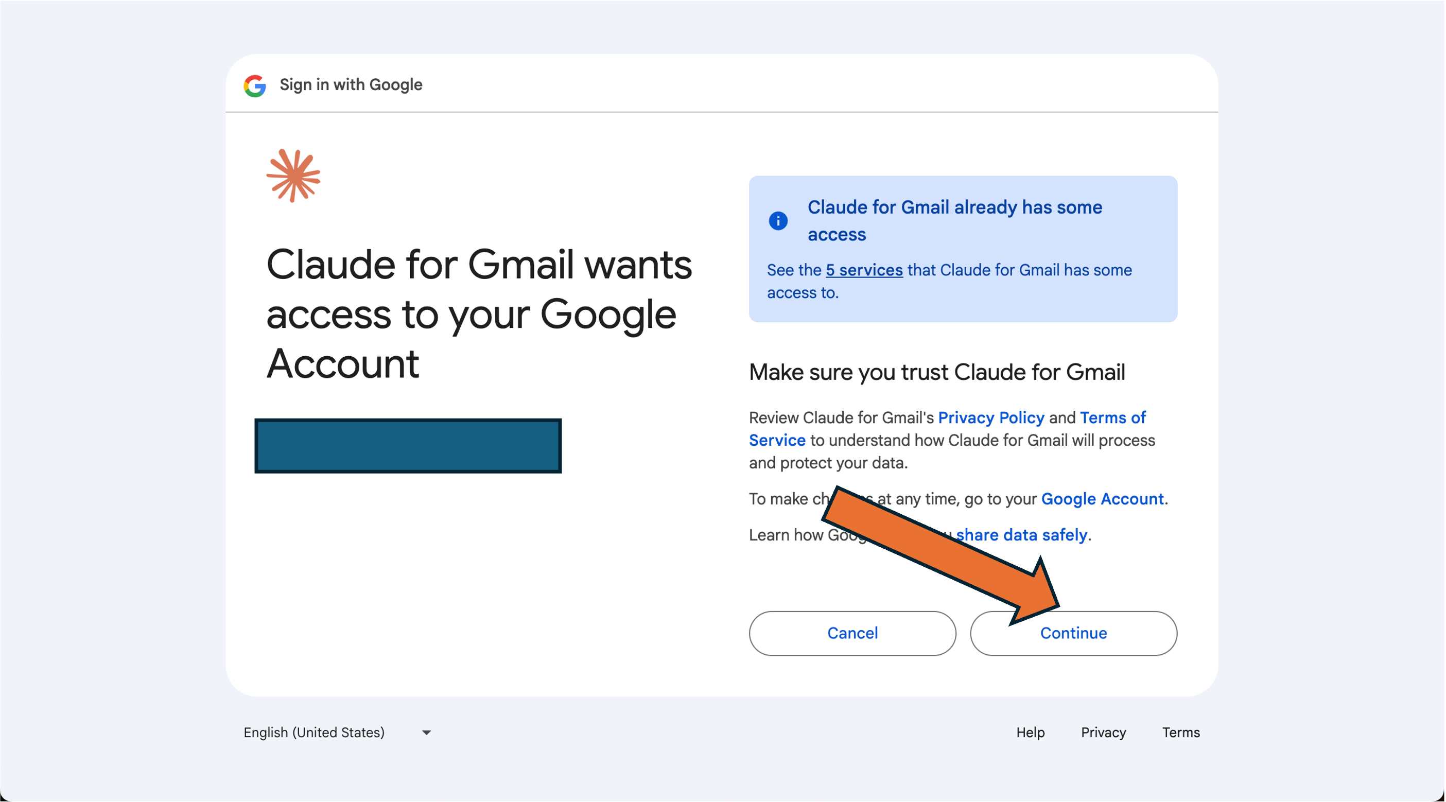 Allow access to your Google account