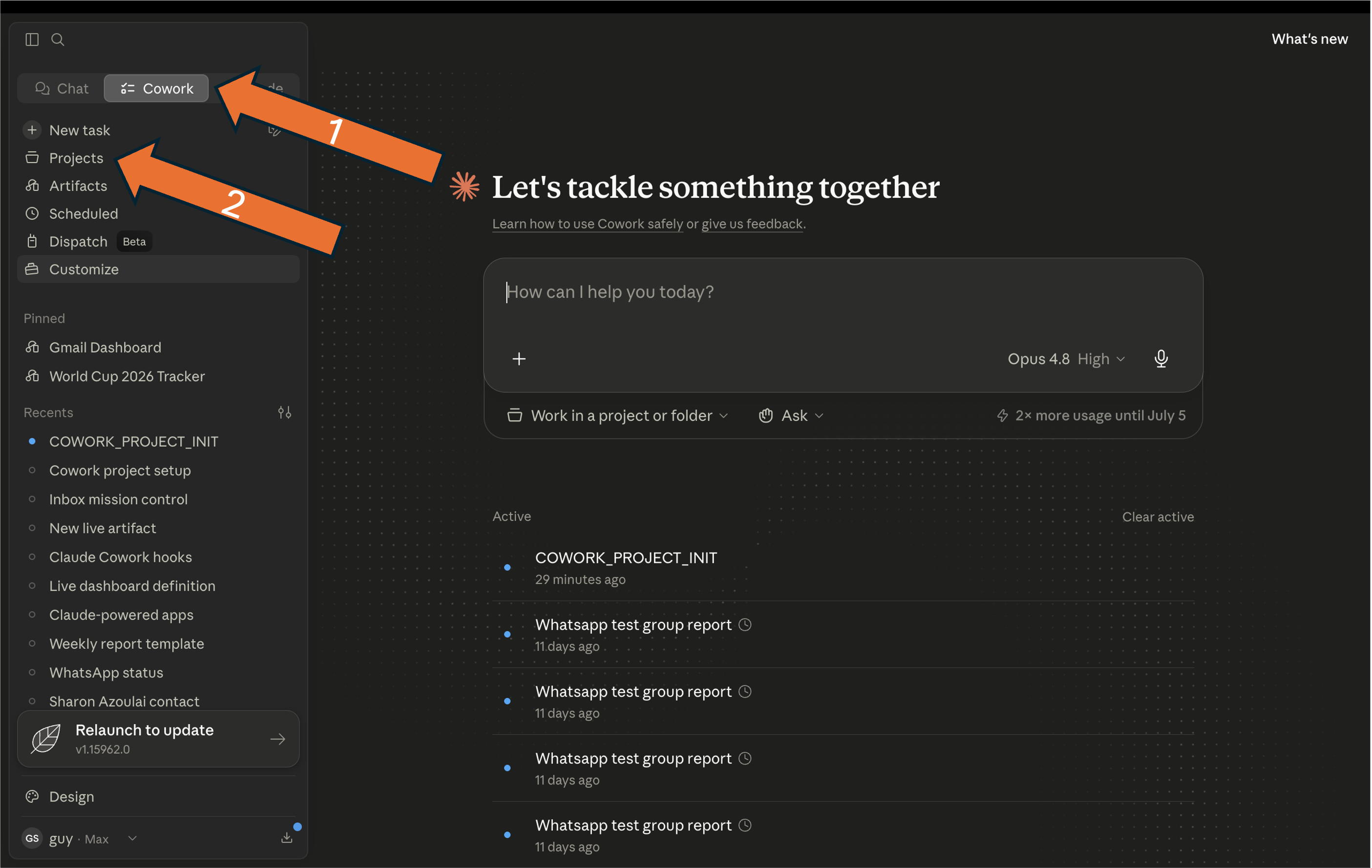Navigate to your Cowork project