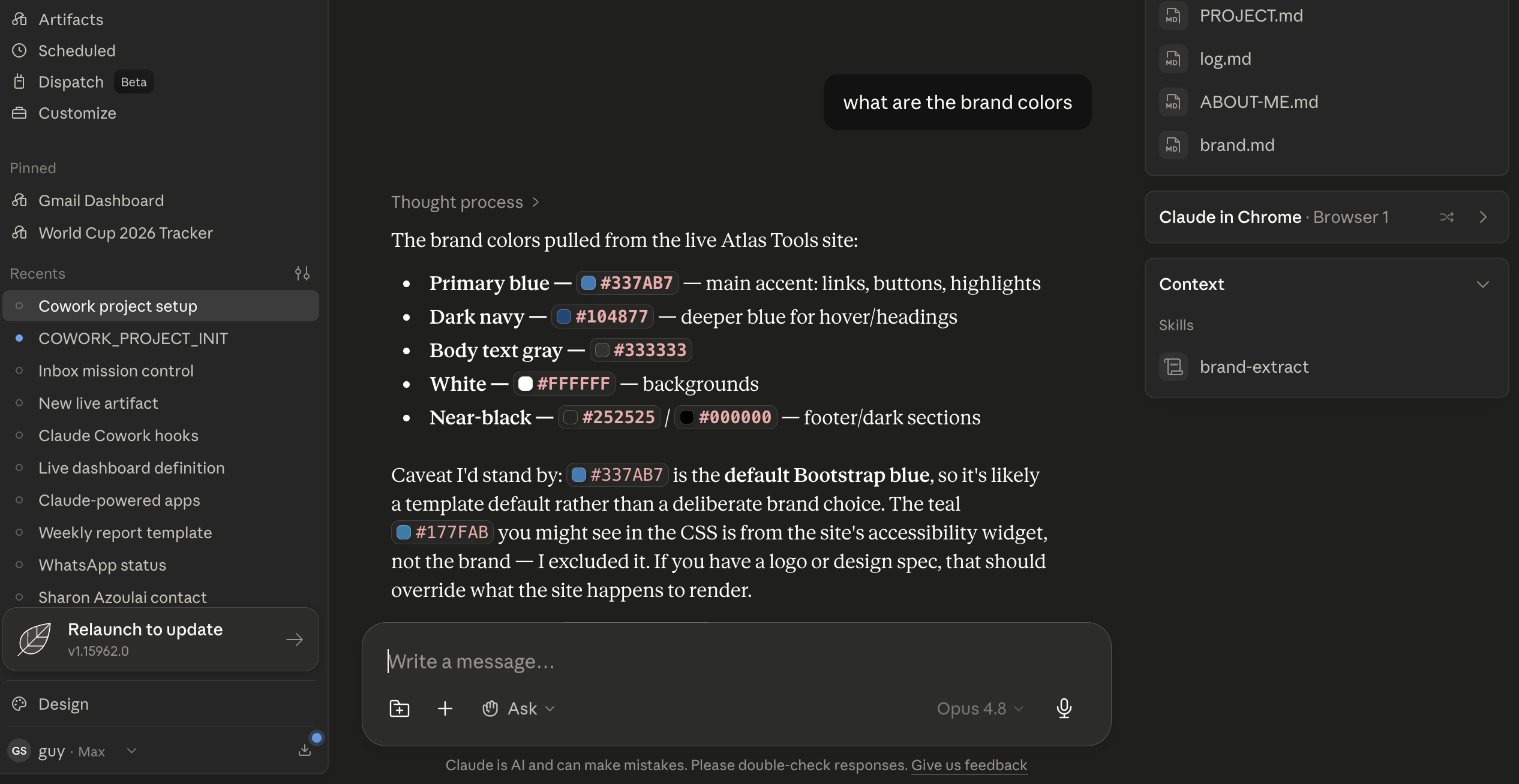 Ask about your brand — Claude answers from the files