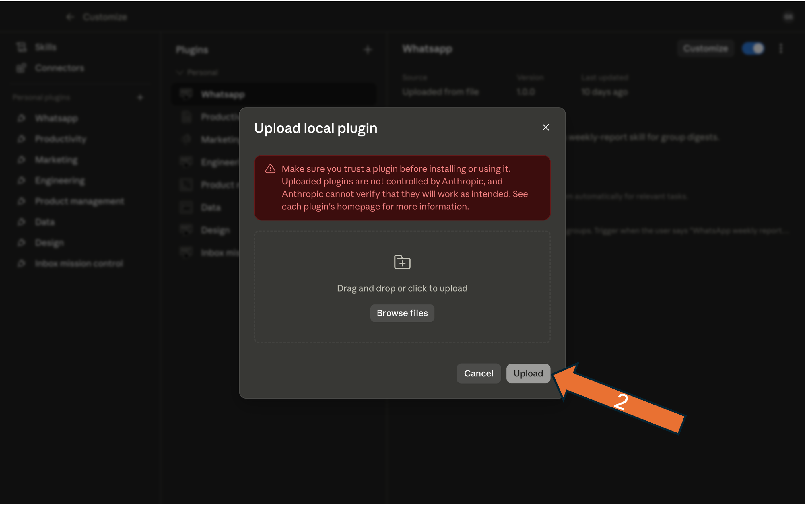 Upload the plugin — step 2