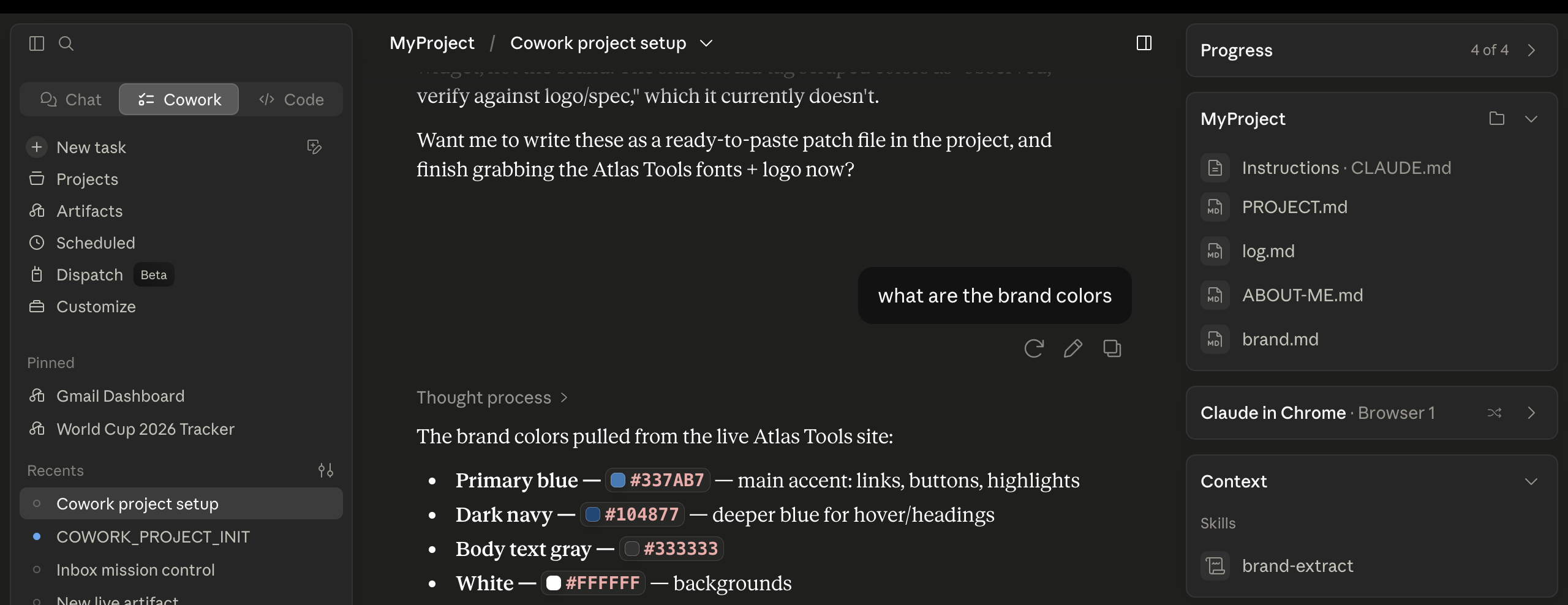 Browse your project workspace files