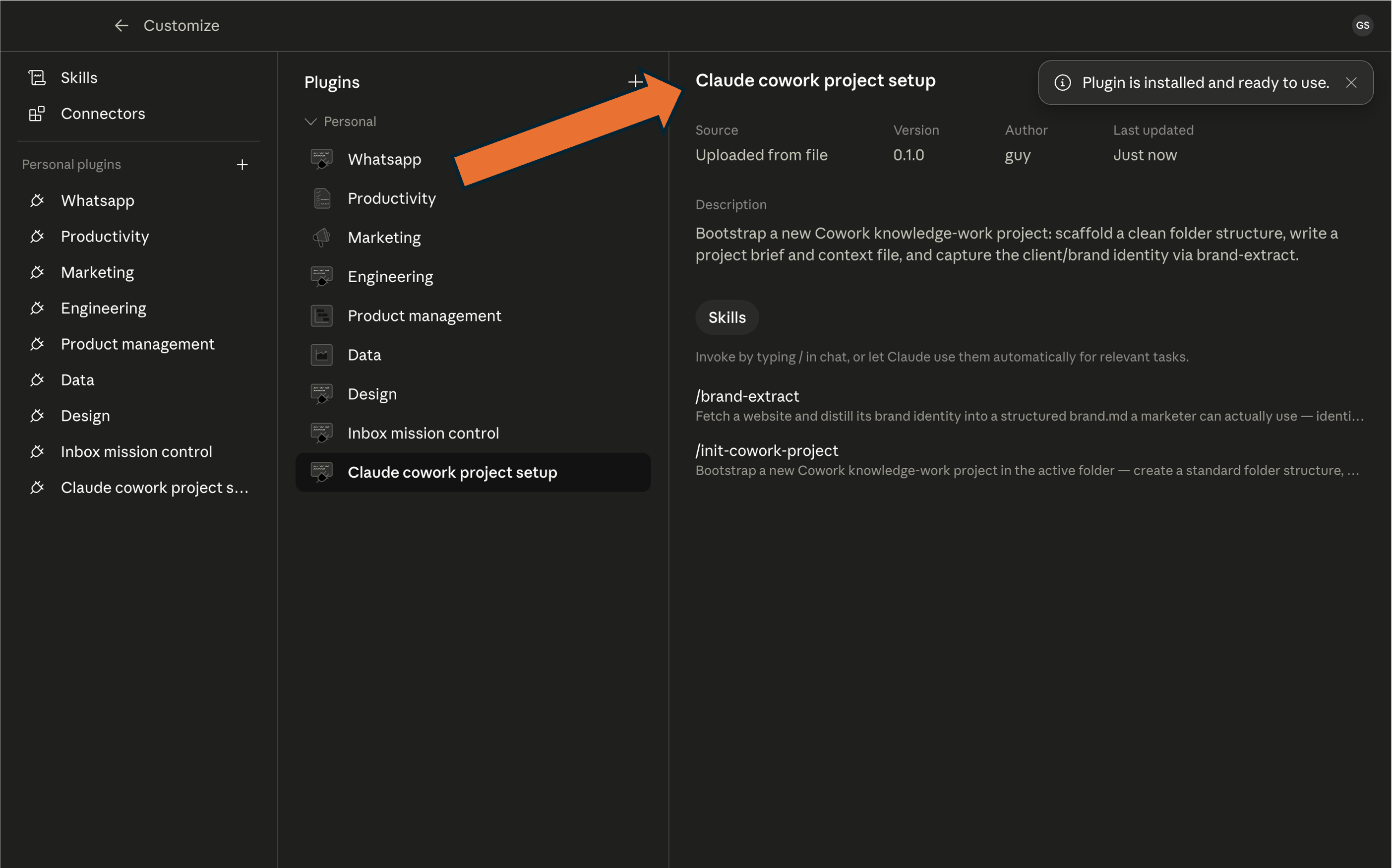 Plugin installed — verify