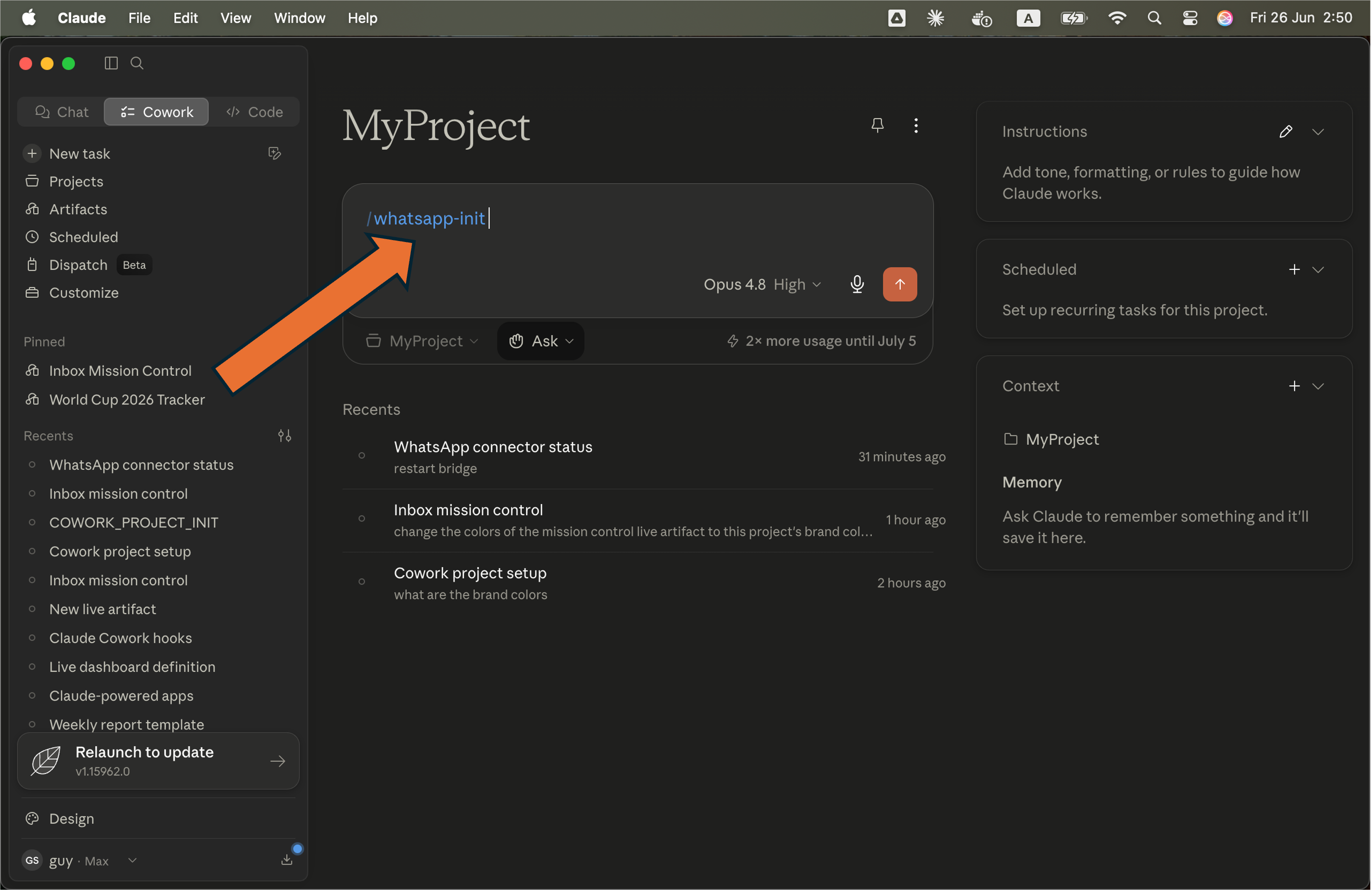 Run /whatsapp-init in the project