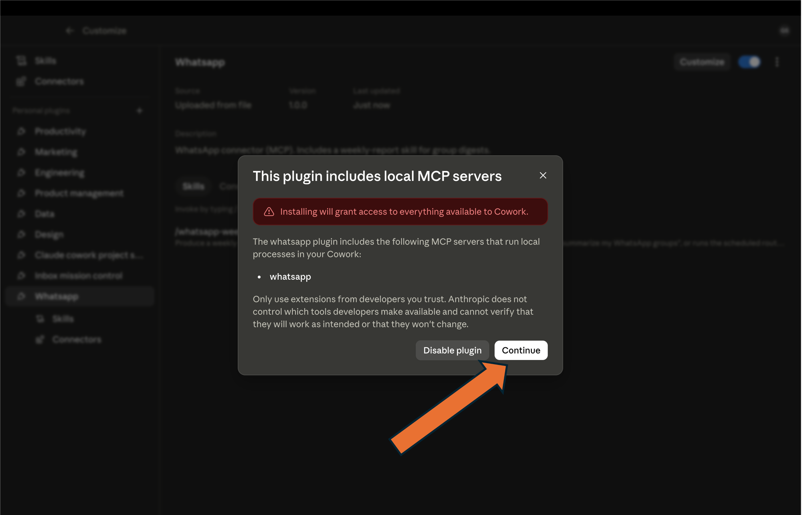 Approve the local server and Continue